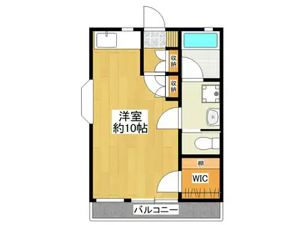 栗原テラスハウスB棟(ワンルーム/2階)の間取り写真