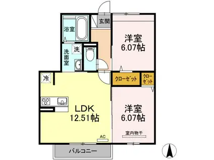 プリマベーラ桜岡公園(2LDK/2階)の間取り写真