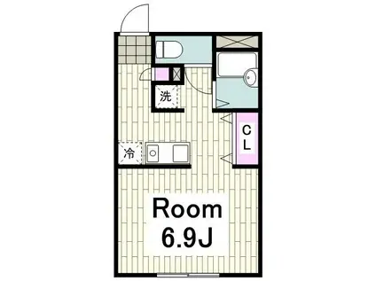 プレシード上倉田(ワンルーム/1階)の間取り写真