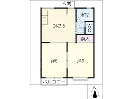 ガーデン サハシA棟(2DK/2階)の間取り写真