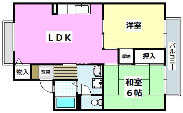 セジュール南茨木(2LDK/2階)の間取り写真