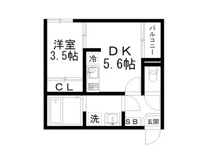 ブライト伏見(1DK/1階)の間取り写真