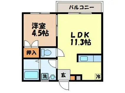モンテコリーヌ(1LDK/1階)の間取り写真