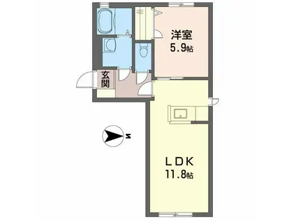 シャーメゾンアポロ (1LDK/1階)の間取り写真