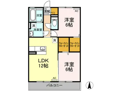 セレッソ花楯88(2LDK/3階)の間取り写真