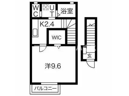 PRENDRE -Y-(1K/2階)の間取り写真