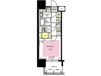 アーバネックス心斎橋II(1K/11階)の間取り写真
