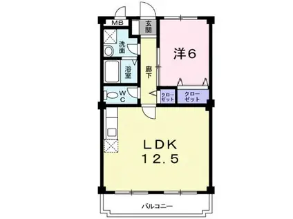 アヴァン・セーヌ(1LDK/2階)の間取り写真