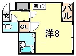 平野エスペランス(ワンルーム/2階)の間取り写真