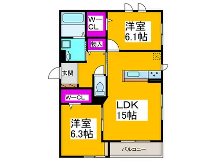 DSOPHIA(2LDK/3階)の間取り写真