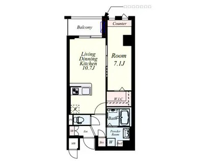 シャンボールなごみ(1LDK/9階)の間取り写真