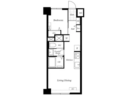 築地永谷コーポラス(1LDK/11階)の間取り写真