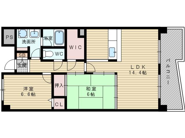 エバーグレイス(2LDK/2階)の間取り写真