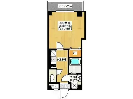 プリファード柏(1K/5階)の間取り写真