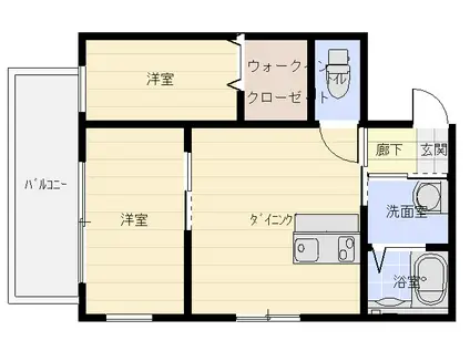 パラシオン桜島口(2LDK/3階)の間取り写真