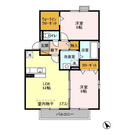 フラガンシア東館(2LDK/2階)の間取り写真