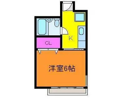 ラフォイアハイツ(1K/2階)の間取り写真