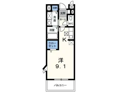 アウローラ桐 北棟(ワンルーム/2階)の間取り写真