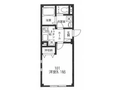 ヴィーゼン シュロス(1K/1階)の間取り写真