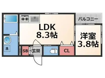 F ASECIA KOBE(1LDK/2階)の間取り写真