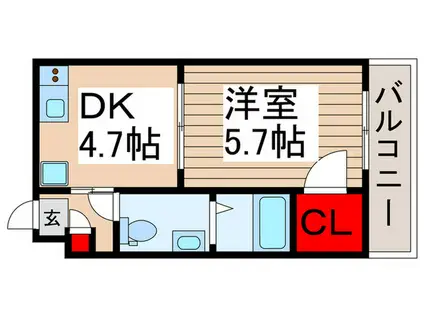 GRAN PASEO六町(1DK/4階)の間取り写真