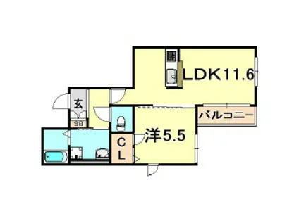 ボナール蓮宮(1LDK/2階)の間取り写真
