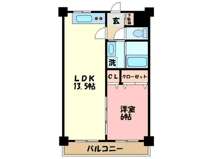シエスタロワール(1LDK/2階)の間取り写真