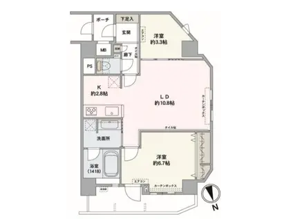 ルピナス麻布シティフォルム(2LDK/8階)の間取り写真