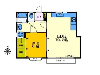 東京メトロ東西線 落合駅 徒歩4分 2階建 築36年(1LDK/2階)の間取り写真