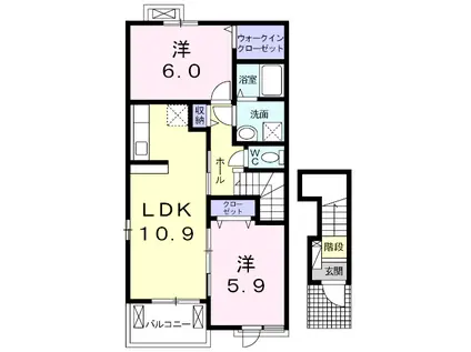 SUNNY HOUSE 輝 C(2LDK/2階)の間取り写真