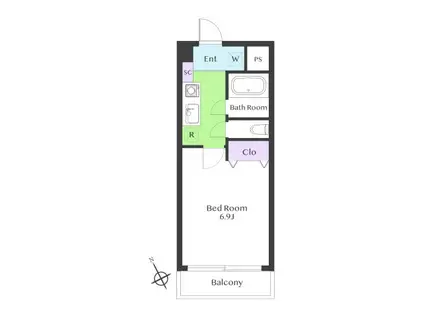 トリアノン上池台(1K/2階)の間取り写真