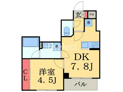 コネクトパークヒルズ千葉中央(1DK/2階)の間取り写真