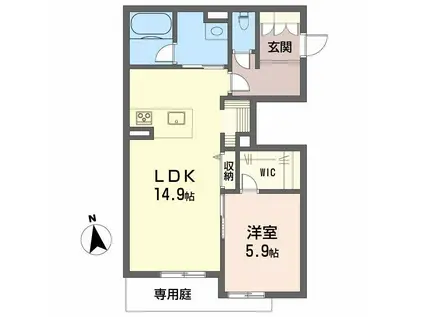 シャーメゾンマヒナ(1LDK/1階)の間取り写真