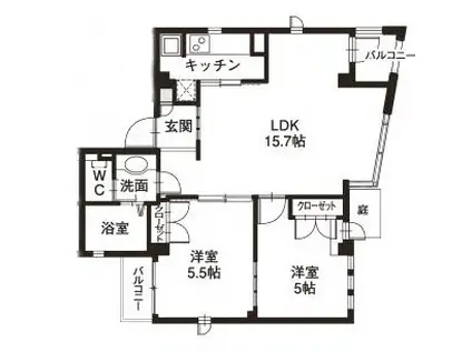 CAS CADE(2LDK/1階)の間取り写真