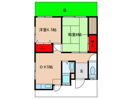 朝田テラス(2DK/1階)の間取り写真