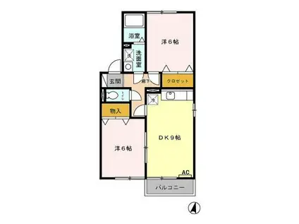 ウィング守山(2DK/2階)の間取り写真