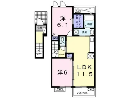 ウィステリアB(2LDK/2階)の間取り写真
