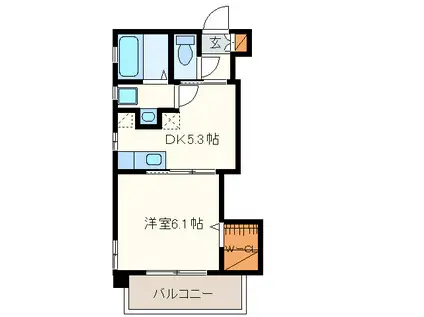 SSKビル(1DK/5階)の間取り写真