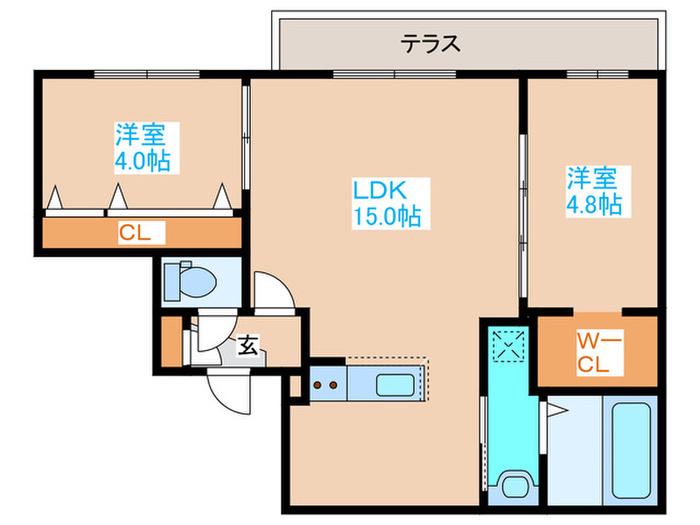 GA-厚別中央3-3MS(2LDK/1階)の間取り写真