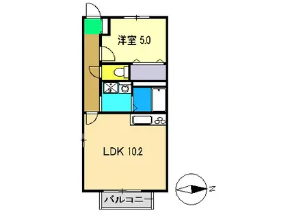 シャーメゾン懐里(1LDK/2階)の間取り写真