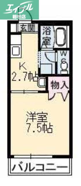 コロニーK C棟(1K/2階)の間取り写真