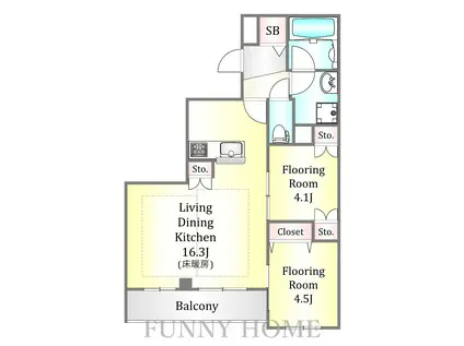 世田谷1丁目メゾン(2LDK/3階)の間取り写真