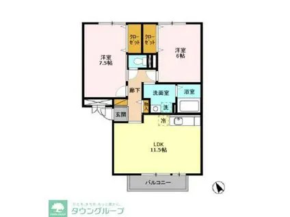 パークサイド西船(2LDK/2階)の間取り写真