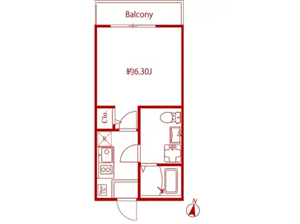 MODERN GLAD 保土ヶ谷 /モダングラッドホドガヤ(1K/2階)の間取り写真