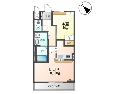 メゾンドシュシュ(1LDK/1階)の間取り写真