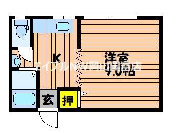 松風コーポ(1DK/1階)の間取り写真