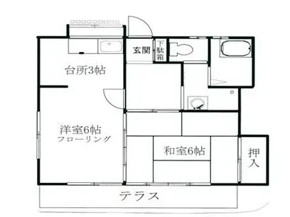 吉山ハイツB(2K/1階)の間取り写真
