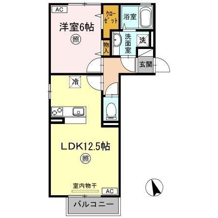 チェリーブロッサムC棟(1LDK/2階)の間取り写真