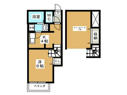 クレセールA(1K/1階)の間取り写真