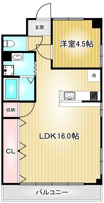 第3フクマルビル(1LDK/7階)の間取り写真